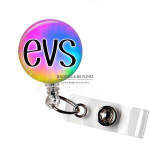 🌈🧼 EVS Tie Dye Badge Reel | Environmental Services Retractable ID Holder